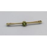 An Edwardian pendant set bar brooch in yellow metal, stamped 15ct, 3.4gm