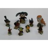 A group of nine Beswick figures of birds comprising a Kingfisher, gloss finish H13cm, a Barn Owl (