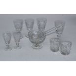Thomas Webb, various part suites of hobnail cut drinking glasses, including four white, six red,