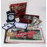 A quantity of football memorabilia including an Esso World cup part coin collection, The People, a