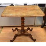 A collection of furniture comprising a Sutherland table in mahogany on casters, a pedestal