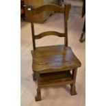Early 20th Century mahogany metamorphic library chair (converting into ladders)