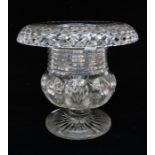 An Irish style turnover vase in cut glass, in the Georgian manner