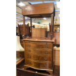 Reproduction mahogany Vanity Chest of serpentine drawers consisting of four drawers and a vanity