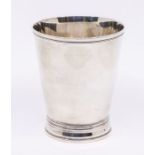 A George III silver plain beaker tapering beaker, stepped foot, hallmarked by Henry Chawner, London,