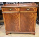 A 1970s teak telephone seat, reproduction cabinet with teak drawers and a matching bedside cabinet