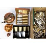 A collection of various silver plate, steel and metal ware to include; Flatware, cutlery,