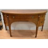 Reproduction Georgian-style , mahogany, semi-circular Sideboard with a single top drawer flanked