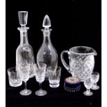 A large collection of Glassware; mostly crystal cut to include, bowls, glasses, tumblers, decanters,