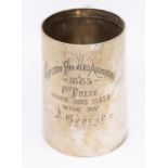 A Victorian silver presentation large mug / tankard, the engraved inscription reads: Chepstow