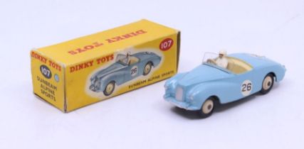 Dinky: A boxed Dinky Toys, Sunbeam Alpine Sports, Reference No. 107, light blue body, No. 26,