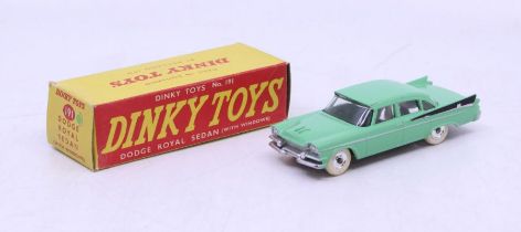 Dinky: A boxed Dinky Toys, Dodge Royal Sedan (With Windows), Reference No. 191, green, silver and