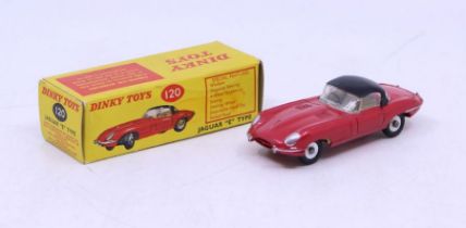 Dinky: A boxed Dinky Toys, Jaguar 'E' Type, Reference No. 120, red with black roof. Original box,