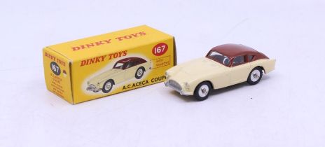 Dinky: A boxed Dinky Toys, A.C.Aceca Coupe, Reference No. 167, two-tone cream and maroon with silver