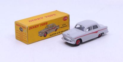 Dinky: A boxed Dinky Toys, Austin A105 Saloon, Reference No. 176, grey with red side flash and hubs,