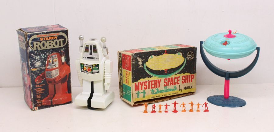 Marx: A boxed Marx Toys, The Mystery Space Ship, no paperwork, otherwise appears complete.