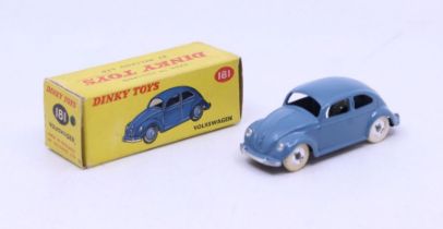 Dinky: A boxed Dinky Toys, Volkswagen, Reference No. 181, blue body with treaded tyres and silver