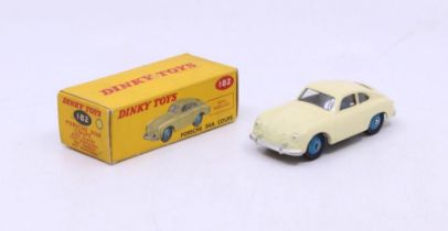 Dinky: A boxed Dinky Toys, Porsche 356A Coupe, Reference No. 182, cream body with blue hubs, correct