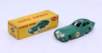 Dinky: A boxed Dinky Toys, Bristol 450 Sports Coupe, Reference No. 163, green body and hubs, #27.
