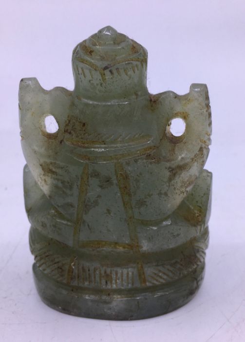 A 20th century Indian carved jadeite figure of Ganesha, height 9.2cm. - Image 4 of 5