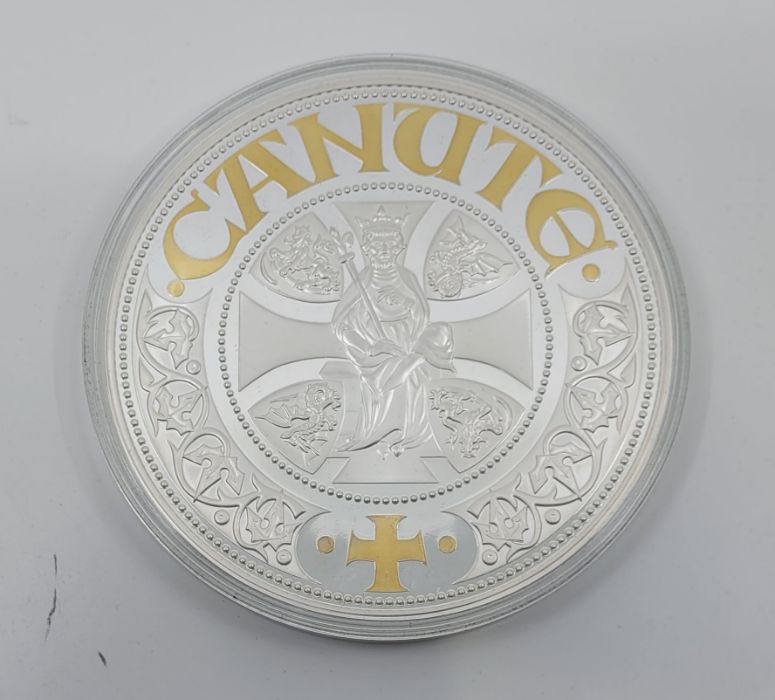 A scarce 2017 Jersey "King Canute" fifty pounds (10Toz.) silver proof coin, with selective 22ct. - Image 2 of 3