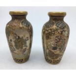 A pair of Kyo-Satsuma(京薩摩) Meizan(明山) vases. H:8.8cm