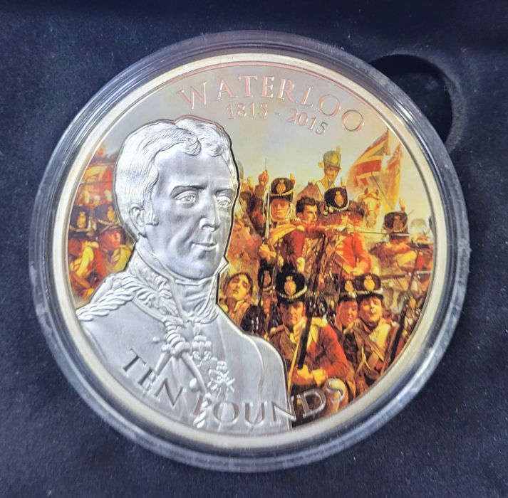 An Elizabeth II Guernsey 2015 "Waterloo 1815-2015" ten pounds (5oz.) silver proof commemorative - Image 2 of 3
