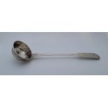 A large 19th century German silver fiddle pattern ladle, length 38cm. (211.4g)