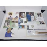 Royal interest: 63 coin first day covers, memorial coin covers, commemorative coin covers. All of
