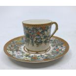 Kyo Satsuma (京薩摩)(Kinkozan-錦光山) a coffee cup (H:5cm) and a saucer (diameter: 12.3cm)