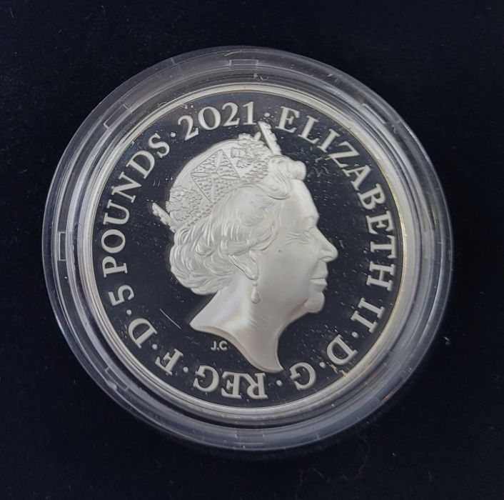 Four Elizabeth II UK five pounds crown size silver proof commemorative coins: 1 x 2021 "The 95th - Image 3 of 7