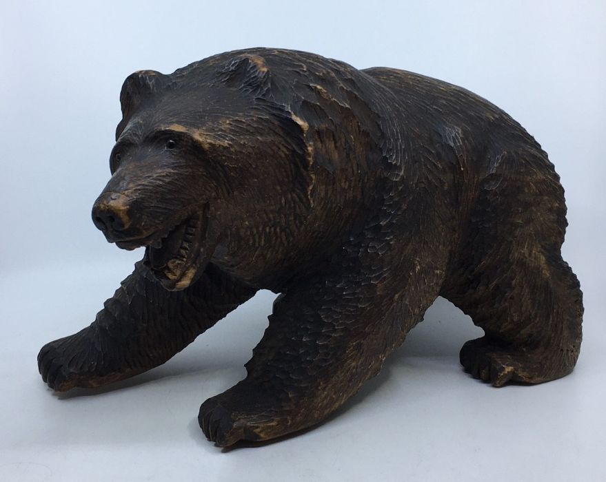 A large Japanese carved wooden bear