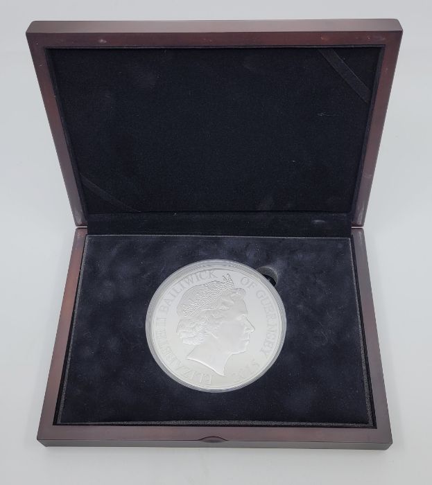 A Guernsey 2015 fifty pounds (10 oz.) "Magna Carta" silver proof coin, with selective 24ct. gold - Image 3 of 3