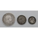 A George III 1817 silver halfcrown, obv. small head, together with a George III 1817 silver shilling