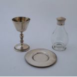 A silver travelling communion set, in fitted case, by A R Mowbray & Co Ltd, London 1944,