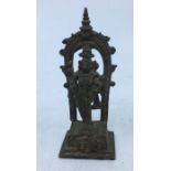 A 20th century Indian bronze figure of a standing deity with consort, height 11.7cm.