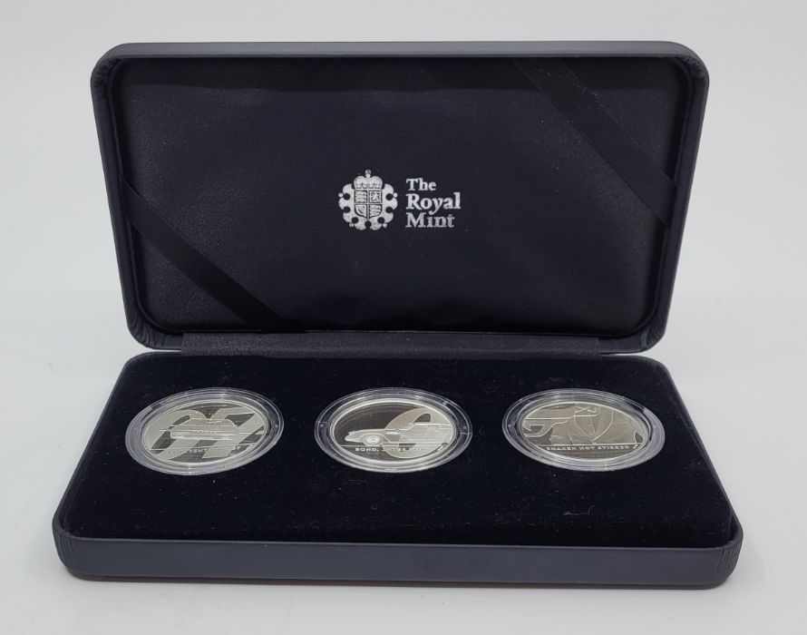 An Elizabeth II UK 2020 "The James Bond Collection 007" 1 pound (1/2oz.) three-coin silver proof - Image 2 of 3