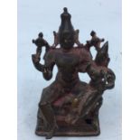 An 18th century Indian bronze figure of Vishnu with consort Laksmi, height 6.8cm