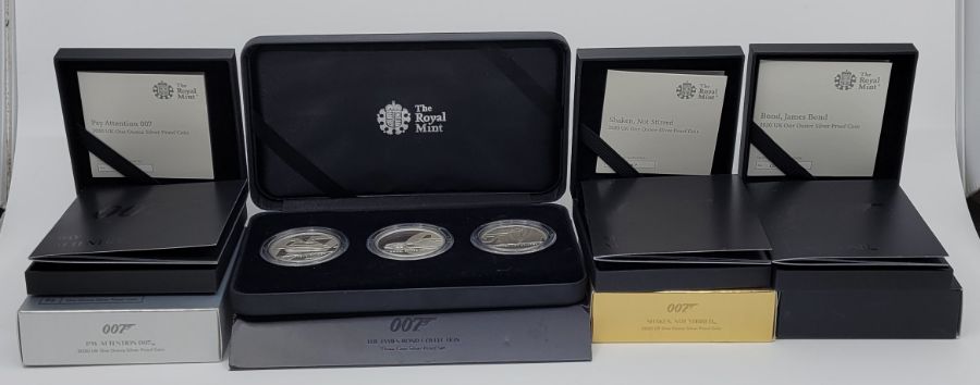 An Elizabeth II UK 2020 "The James Bond Collection 007" 1 pound (1/2oz.) three-coin silver proof