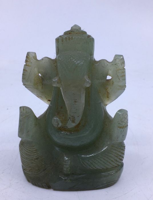 A 20th century Indian carved jadeite figure of Ganesha, height 9.2cm.