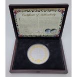 A Guernsey 2015 fifty pounds (10 oz.) "Magna Carta" silver proof coin, with selective 24ct. gold