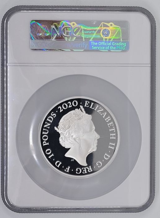 An Elizabeth II UK 2020 Music Legends "Elton John" 10 pounds (5oz.) silver proof coin, rev. Elton - Image 3 of 3