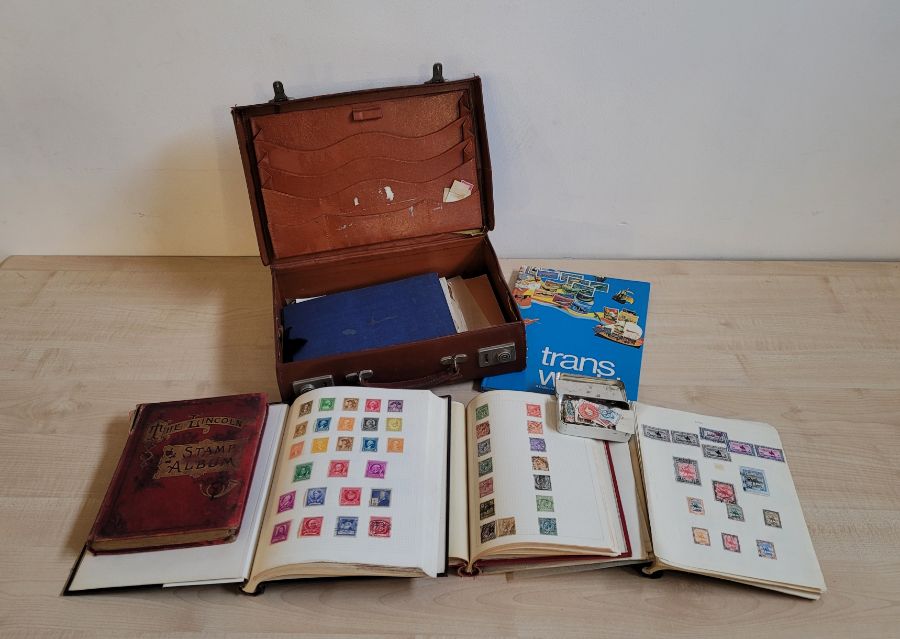 A collection of stamp albums containing GB and world stamps, to include; 8 x 2d blues, 3 x 1d