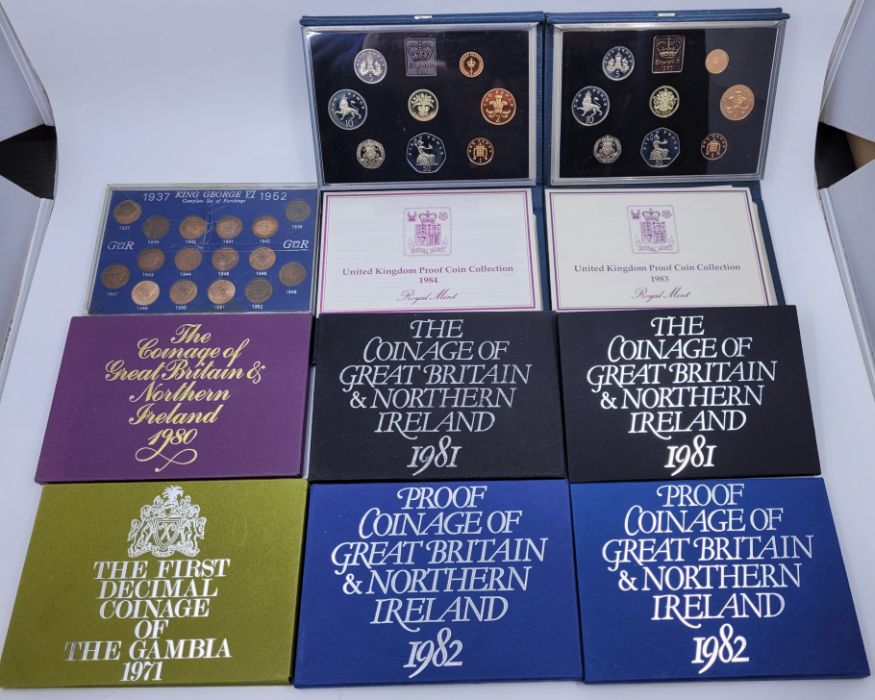 Seven Elizabeth II Coinage of Great Britain and Northern Ireland proof sets, in seeled platic case