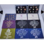 Seven Elizabeth II Coinage of Great Britain and Northern Ireland proof sets, in seeled platic case