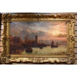 After Henry Redmore, oil on canvas, of a harbour scene, bought as an original Henry Redmore, 1820-
