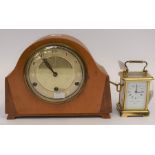 A Bentina three train mantle clock, chiming on rods, with a 6" dial, engine turned centre, chime