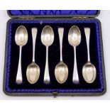 A set of six Edwardian Old English Pattern large teaspoons, engraved with initial, hallmarked by