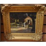 Oil painting in gilt frame signed 'F Waters', 1921. Frame 35cm x 38cm.