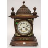 A late 19th century mahogany 8-day German mantel clock